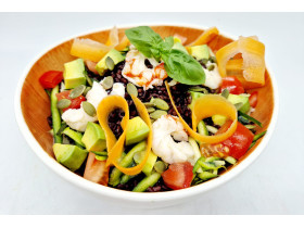 Riso nero gamberi e avocado